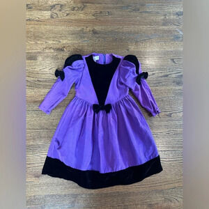 Gunne Sax Jessica McClintock Vtg Girls Dress Sz 6 purple Taffeta Velvet X0903